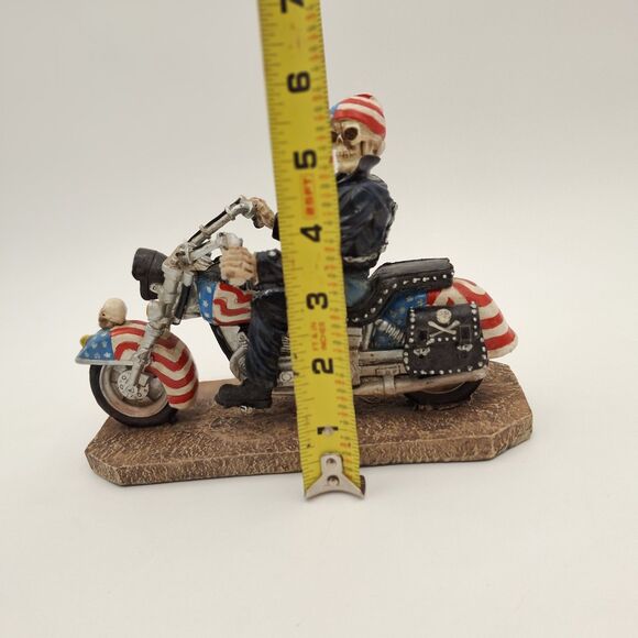 Skeleton Biker On Patriot Fat Boy Motorcycle Resin Figurine-Last Ride Motorcycle - Picture 11 of 11